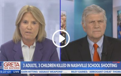 Franklin Graham on Newsmax’s The Record with Greta Van Susteren to talk about the school shooting in Nashville, TN, and how Samaritan’s Purse is responding in Mississippi